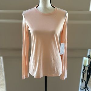 Vince 100% Pima Cotton Long Sleeve Tee. Size Small. NWT. Light Peach.